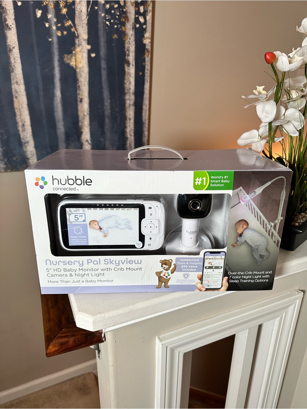 Hubble Nursery Pal Skyview 5" HD Baby Monitor - White